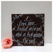 Rustic Wooden I Love You a Bushel And a Peck Quote Wedding Hand