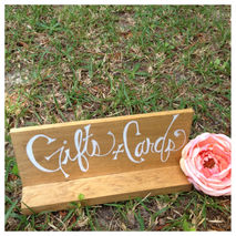 Gifts and Cards Wooden Rustic Wedding Table Top Sign