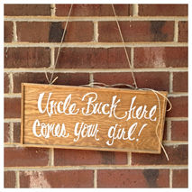 Uncle Here Comes Your Girl Flower Girl Ring Bearer Sign Hand Pai