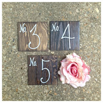 Wooden Square Wedding Table Numbers Hand-Painted Calligraphy