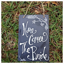 Here Comes The Bride Flower Girl, Ring Bearer Wedding Slate Sign