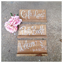 Rustic Wooden Table Top Wedding Signs Set of 3