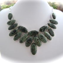 Natural Kambaba Jasper Crystal Silver Necklace