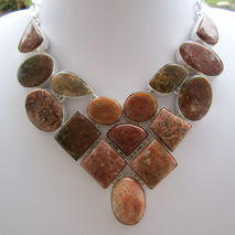 Large Copper Brecciated Jasper Silver Necklace