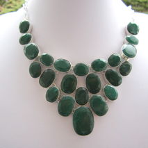 Genuine Indian Emerald Silver Necklace