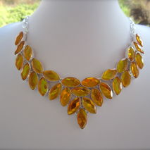 Orange Rainbow Topaz Silver Necklace