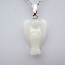 White Agate Crystal Angel Silver Pendant