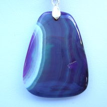 Puple Agate Crystal Stone Silver Pendant