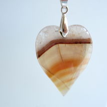 Peach White Agate Silver Pendant