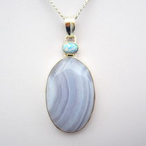 Opal and Blue Lace Agate Sterling Silver Pendant