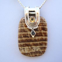 Aragonite Citrine Silver Pendant