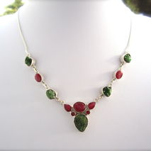 Ruby and Emerald Sterling Silver Necklace