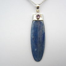 Blue Kyanite Amethyst Crystal Silver Penfdant