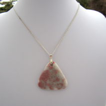 Rhodonite Stone Crystal Silver Pendant