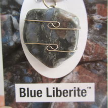 Blue Liberite Crystal Stone Silver Pendant