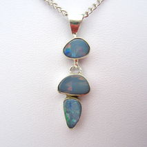 Australian Blue Opal Gemstone Silver Pendant