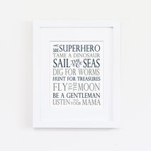 Be A Superhero, Listen to Your Mama Boy's Art Print