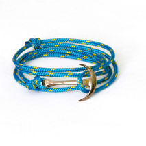 Gold Anchor Bracelet on Blue Rope