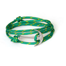 Silver-Plated Anchor Bracelet on Green Rope