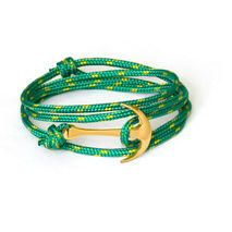Gold Anchor Bracelet on Green Rope