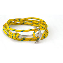 Silver-Plated Anchor Bracelet on Yellow Rope