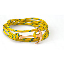 Rose Gold Anchor Bracelet on Yellow Rope