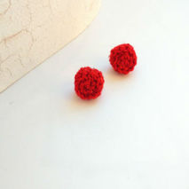 Tiny stud earrings, redcpost earrings, crochet stud earrings