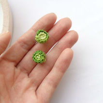 Small stud earrings, post earrings, green earrings