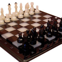 Natural onyx and obsidian chess set | stone chess set, game