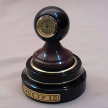 Seal handle with clock made of natural obsidian | business gift
