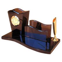 Small wave desk organizer, paper holder, pencil box and clock