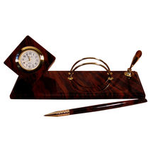 Nice and small business card holder with pen and clock for offic