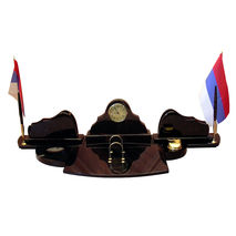 Office desk set made from natural obsidian with flags,