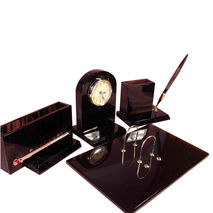 Classic office desk organizer made of obsidian with thermometer