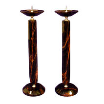 Tall obsidian candle holders | handmade from natural stone