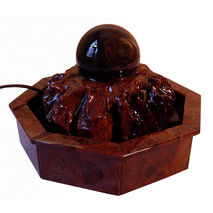 Indoor spinning ball water fountain made of obsidian / handmade