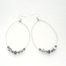 Silver Dew drop Beaded Earrings