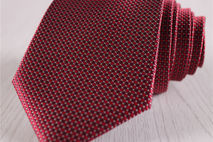 red narrow slim plaid polyester neckties+n3