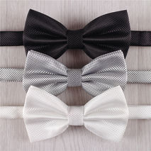 black white light gray formal mens pre tied bowtie+b1