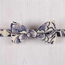 navy blue vintage pre tied adjustable strap cotton bow tie+b7