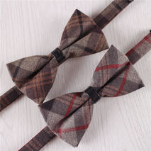 wine red brown stripe formal vintage cotton adults bow tie+b14