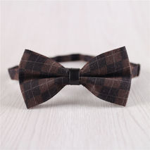 brown plaid pre-tied formal bowtie for men+b16