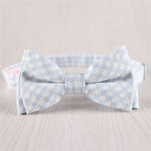 sky light blue plaid adjustable strap mens cotton bowtie+b20