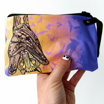 Bat Wristlet Zipper Bag Zentangle Design