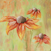 original oil painting of echinacea orange flowers floral texture