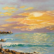 lighthouse seascape ocean sea oil painting signed giclee PRINT b