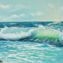 Seascape painting of wavy ocean ,oiginal oil painting of the sea