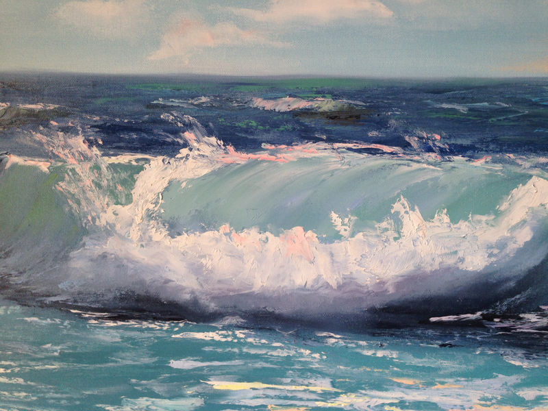 Seascape Painting Of Wavy Ocean ,oiginal Oil Painting Of The Sea 