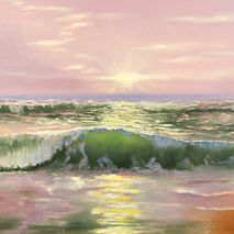 Seascape painting giclee PRINT, oceanscape, ocean wave, purple s