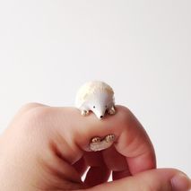 Cream White Hedgehog ring Ring